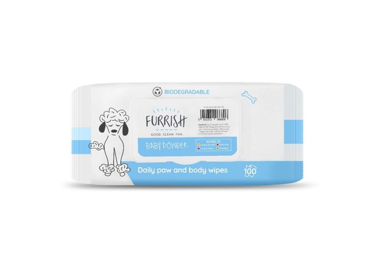 Daily Bath Wipes 100Pck- Baby Powder, Furrish