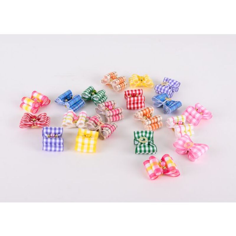Fancy Tartan Bows with Elastic 36 pcs Bows, ShowTech