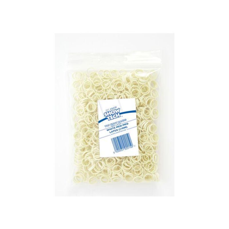 Latex Bands Medium White - 1000 pcs Top Knot Band, ShowTech