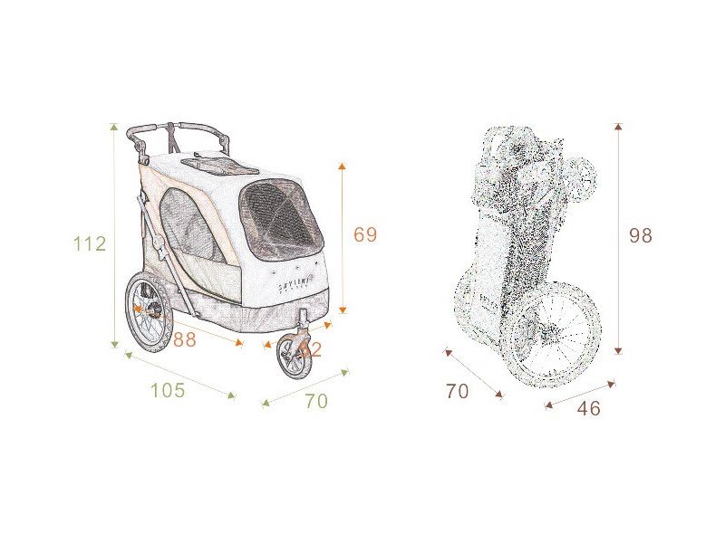 Petstroller Skyline Size L up to 45 kg - Rød, Petstro