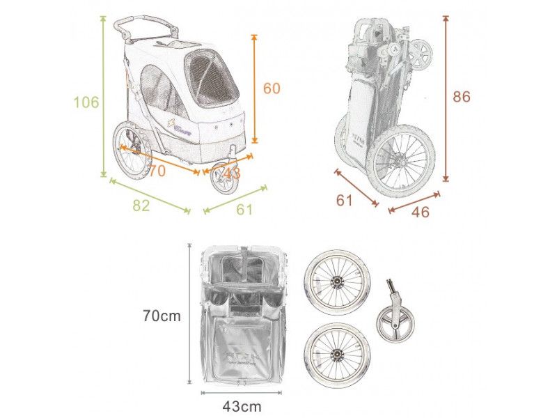 Petstroller Safari Str M opp til 30 kg (Grey-Pink), Petstro
