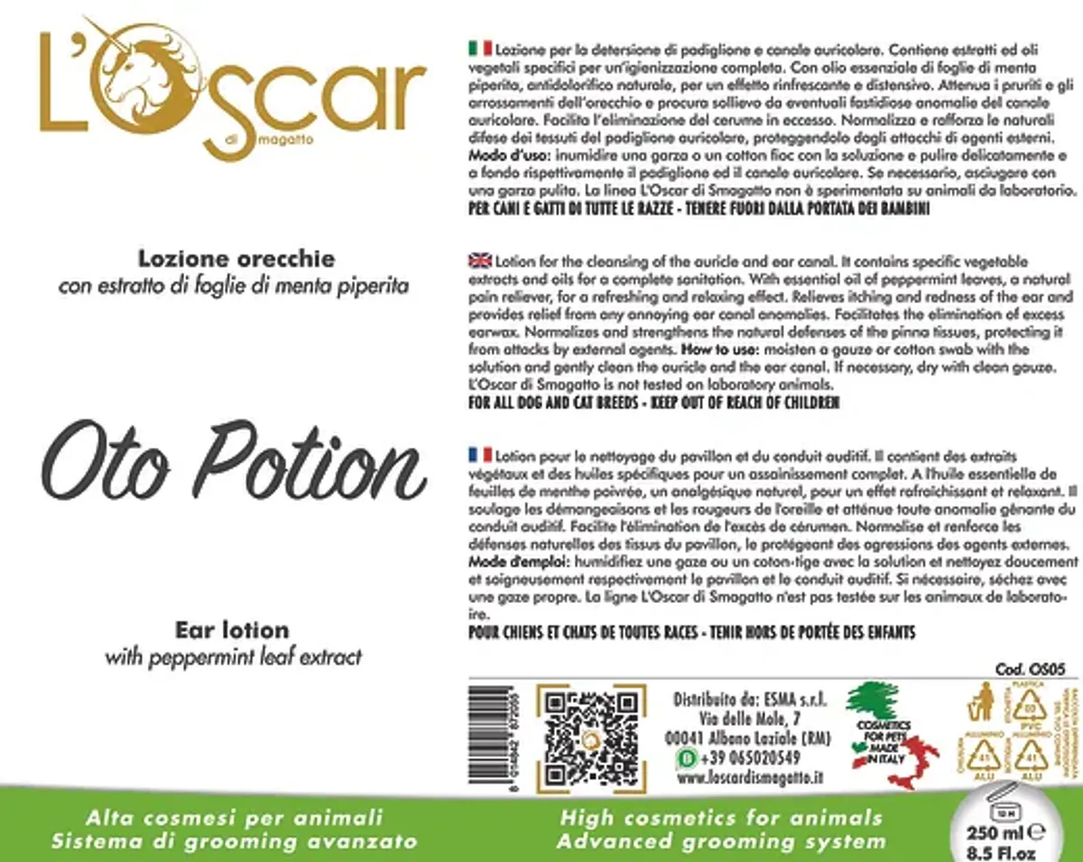 Oto Potion - Ears Lotion, 250 ml bottle, L'Oscar